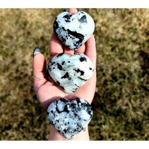 ONE Rainbow Moonstone Heart Palm Stone - Intuition, Reiki, Healing Crystals